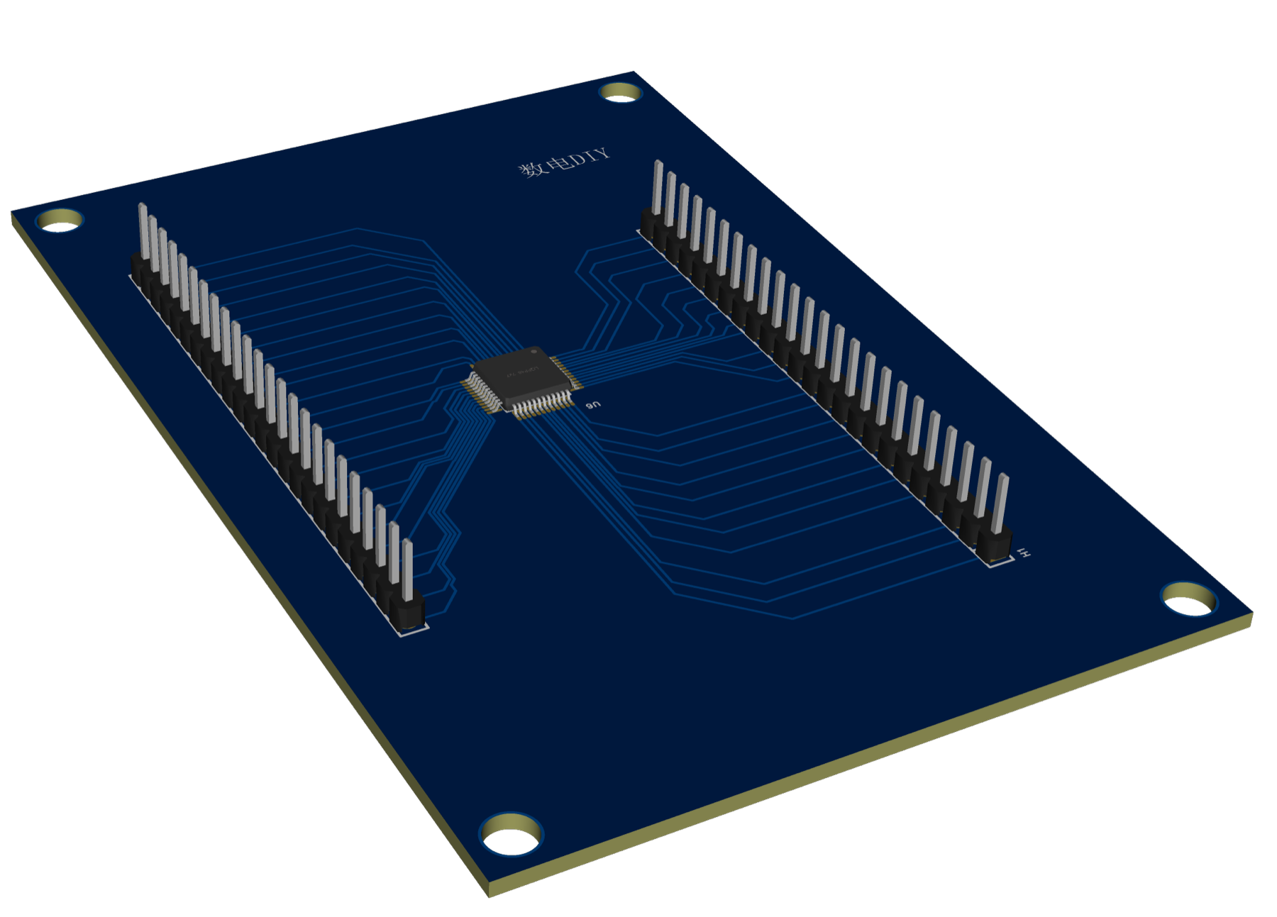 3D PCB render of the current/voltage meter